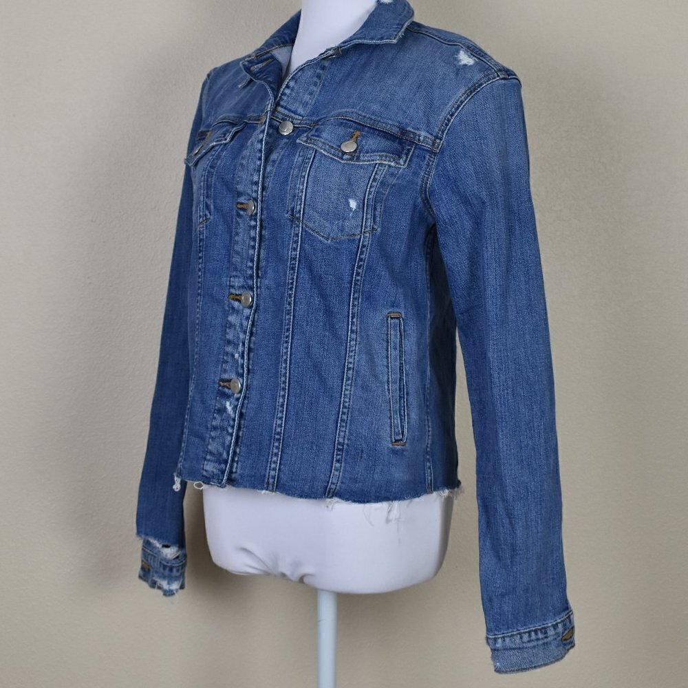 Joe's Jeans Distressed Denim Trucker Jacket - Picture 6 of 9